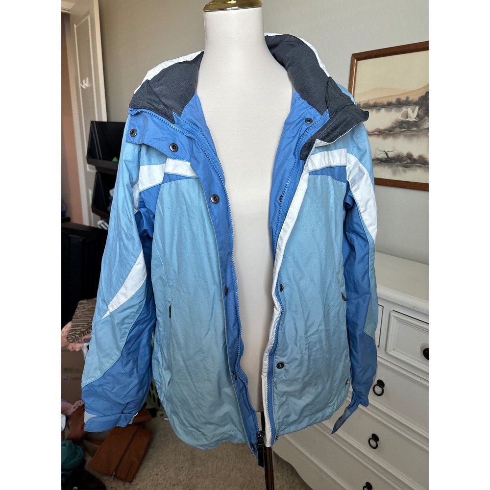 Columbia Vertex Ski Jacket Womens Medium Blue White Interchange Winter Coat